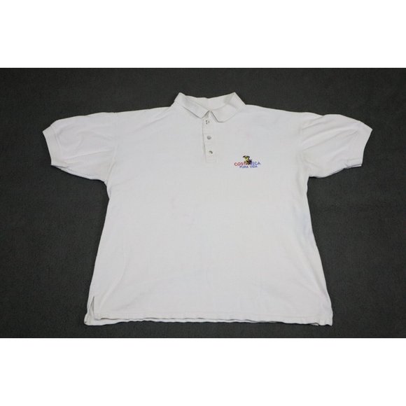 Vintage Ecological Shirt Adult 2XL XXL White Polo Golf Cost Rica Vacation Casual - Picture 1 of 11